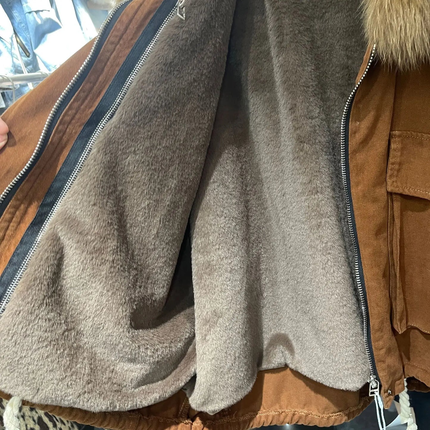 Women's Fox Fur Denim Winter Jacket – 2025 USA Streetwear Edition