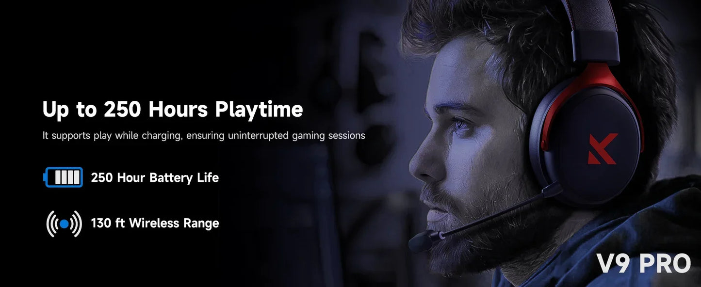 MCHOSE V9 Pro Gaming Wireless  Headset Surround Sound Headphones Noise Canceling Mic Low Latency Lightweight for PS5 PC SWITCH