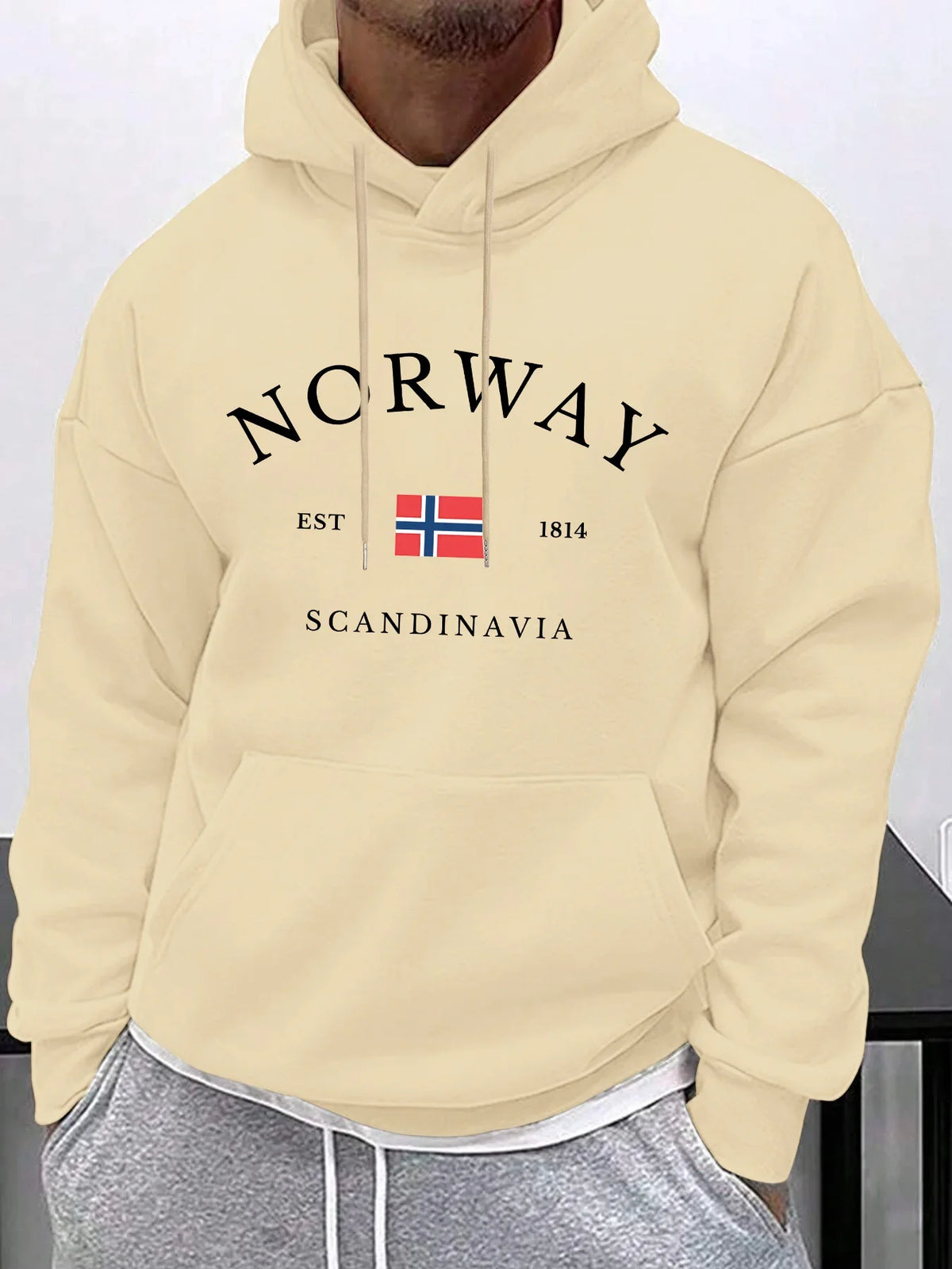Men's Retro Print Pullover Hoodie