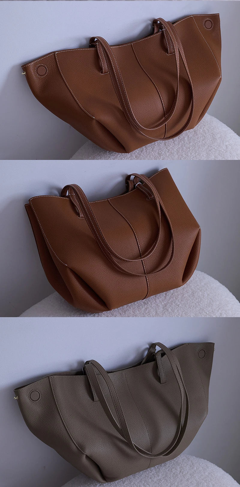2025 leather shoulder bag versatile niche handbag, top layer cowhide commuting high-end feeling, large capacity tote bag for wom