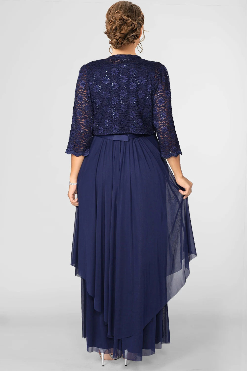 Elegant Sequined Chiffon Maxi Dress