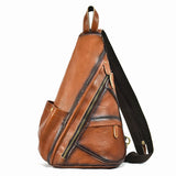 Single Shoulder Bagpack Genuine Leather Chest Bag Outdoor Riding Bag Chest Packs For Biker Men Male Sling Bags Cow Leather