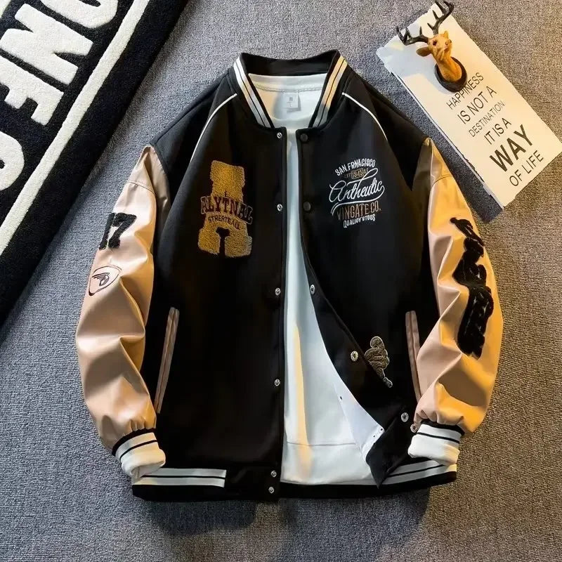 Men’s Embroidered Appliqué Baseball Jacket
