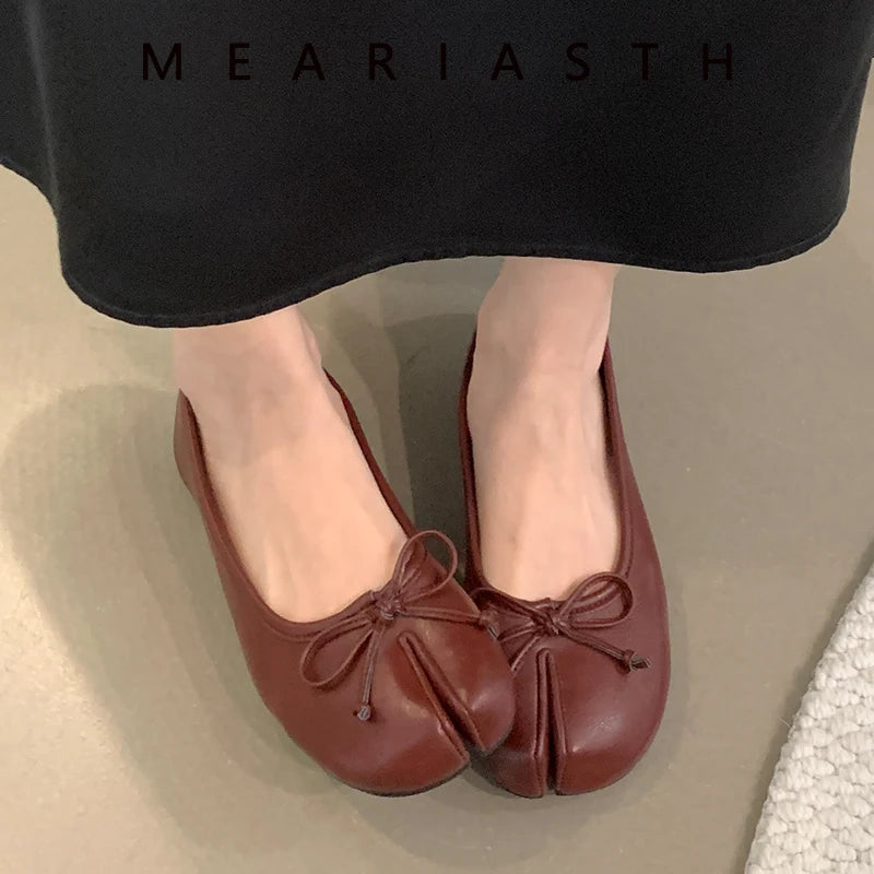 Women's Split-Toe Bow Loafers | Elegant Flat Pumps