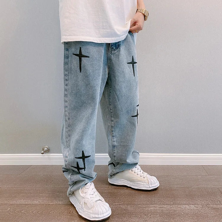 Men’s Wide-Leg Streetwear Cargo Jeans