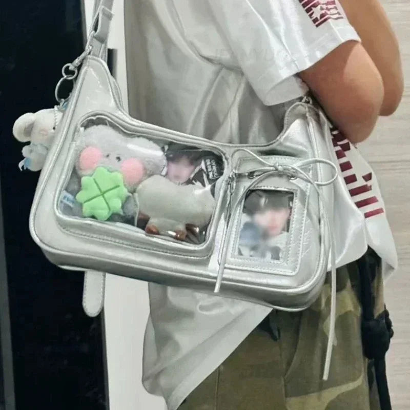 Y2K Transparent Ita Shoulder Bag – Harajuku Crossbody Purse