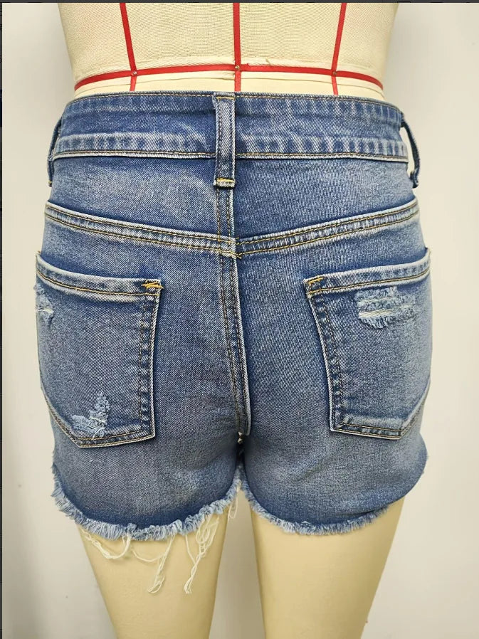 Women’s USA-Made Ripped Raw Denim Shorts – Sexy Retro Slim Fit Hot Pants