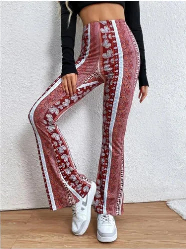 Printed Micro-Flare Slim Fit Leggings