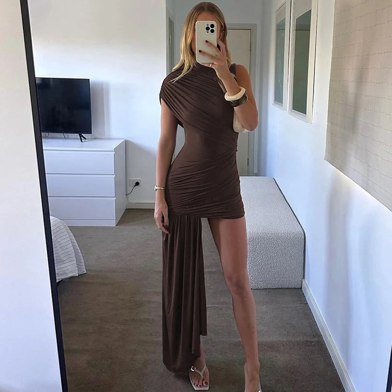 Elegant Ruched Sleeveless Mini Dress