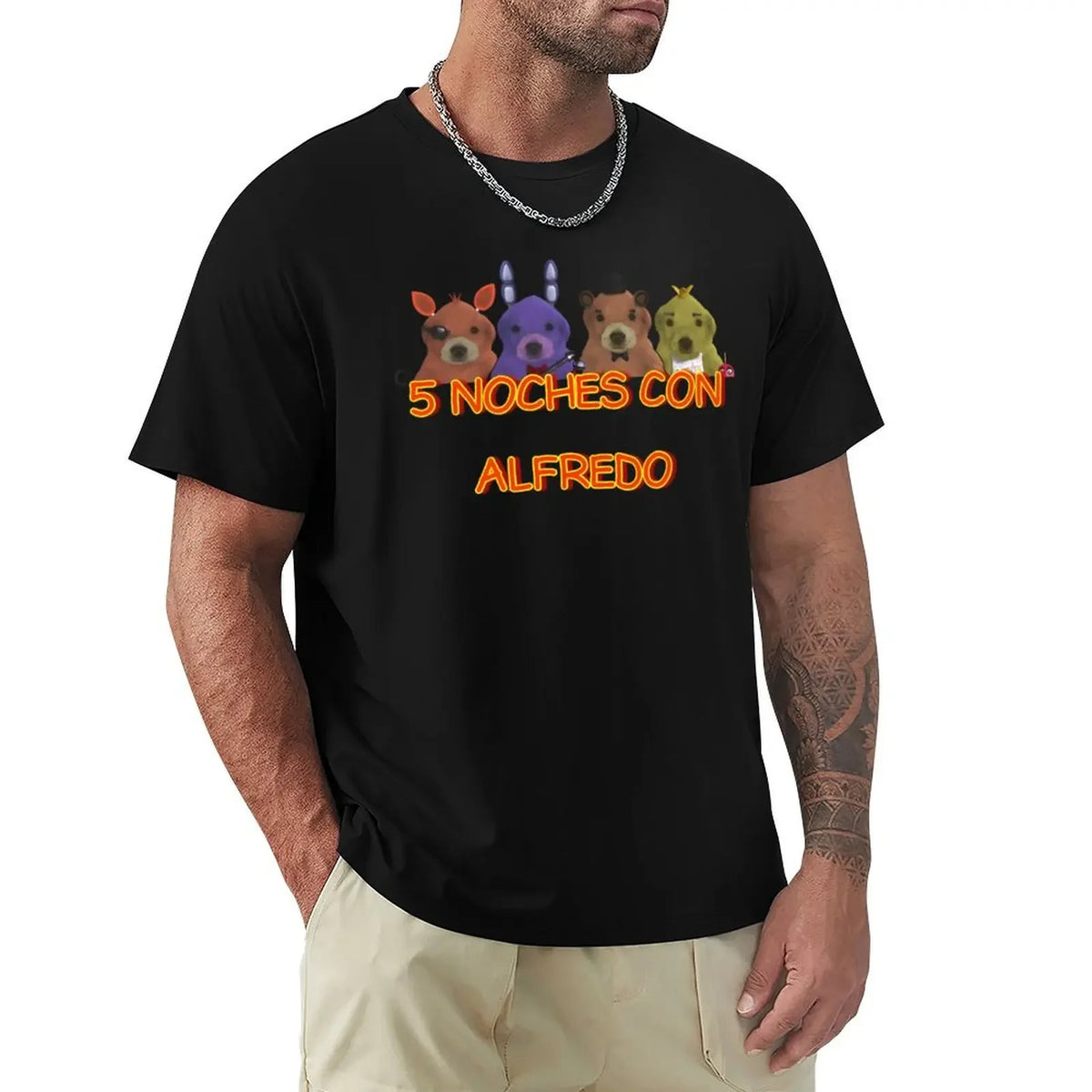 Men's Oversized Noche Con Alfredo Graphic T-Shirt