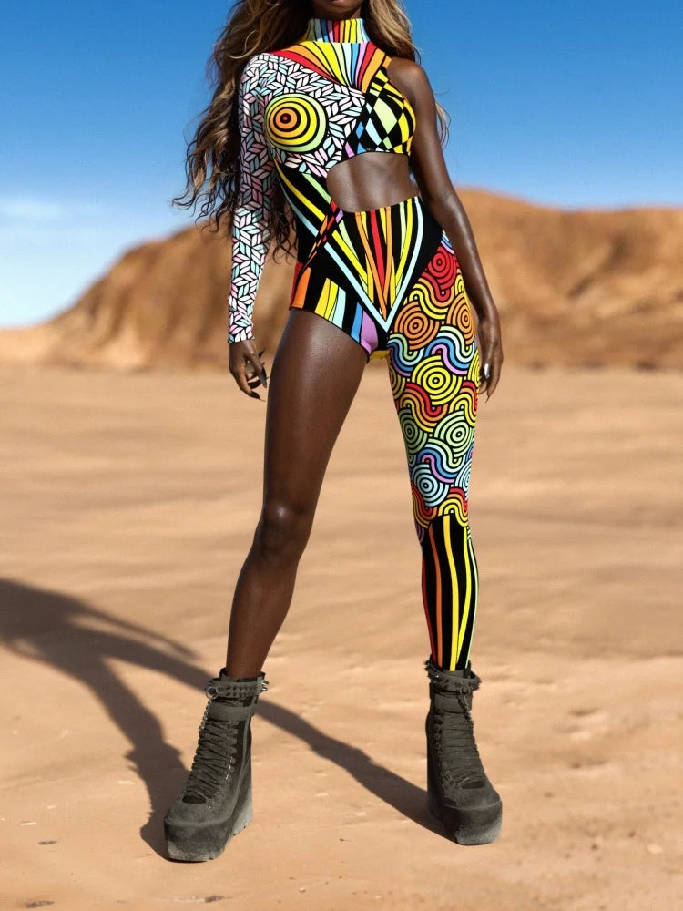 Medieval Art Irregular Lines Bodysuit