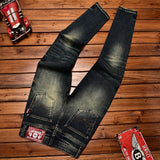 Men’s Vintage-Wash Slim-Fit Straight-Leg Jeans