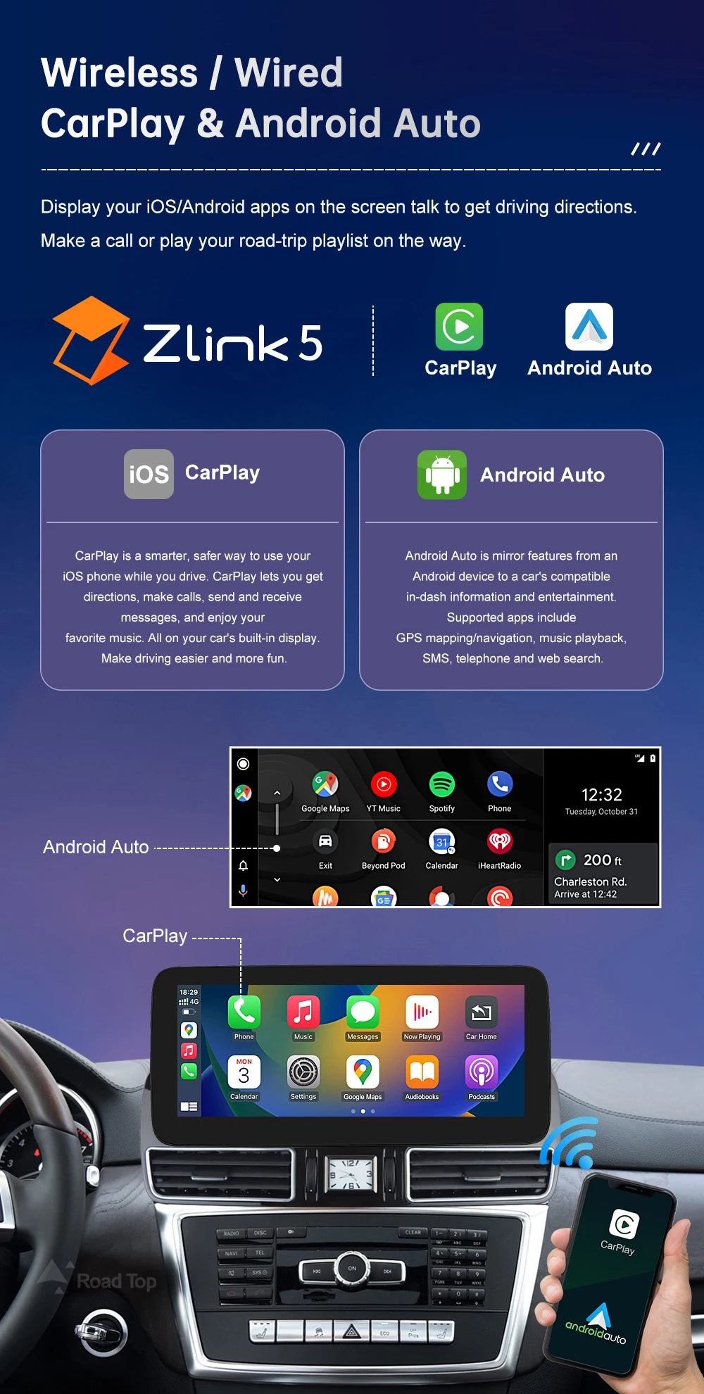 12.3" CarPlay Screen for Mercedes-Benz ML/GL 2012–2015