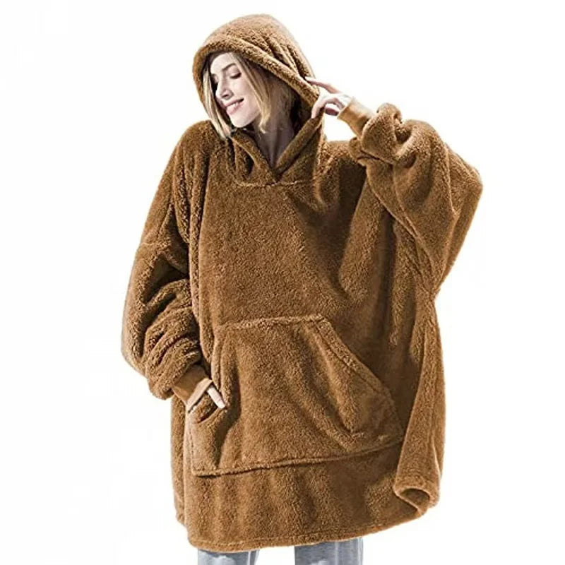Oversized Fleece Hooded Blanket Sweatshirt