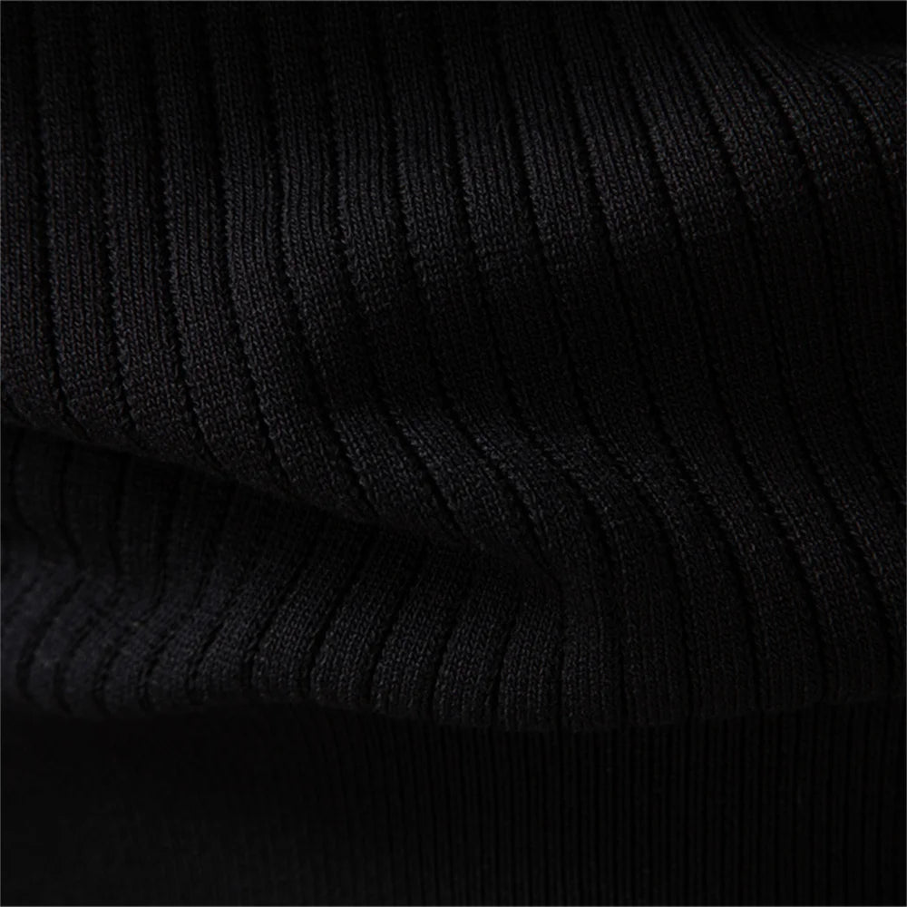 AIOPESON Ribbed Stripe Polo Shirt – Men's Long Sleeve