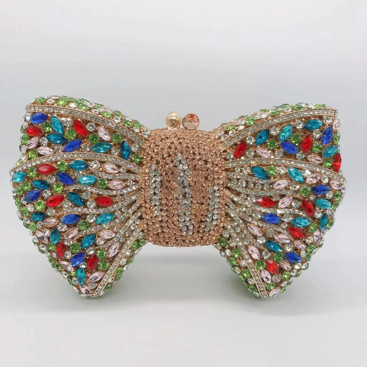 Elegant Rhinestone Bowtie Evening Bag Fashionable Luxurious Banquet Crystal Clutch Personalized Handbag Unique Diamond Party Bag