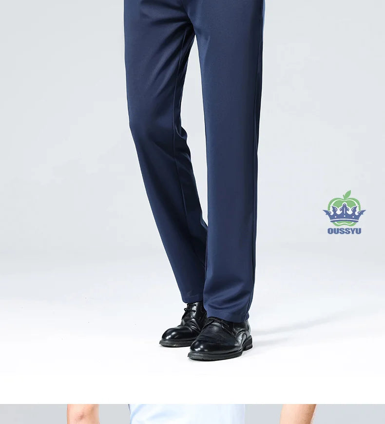Men's Stretch Suit Pants — Slim Straight Business Formal Trousers