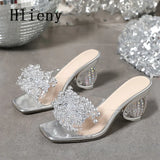 Women’s Clear Crystal Ball Heel Slide Sandals