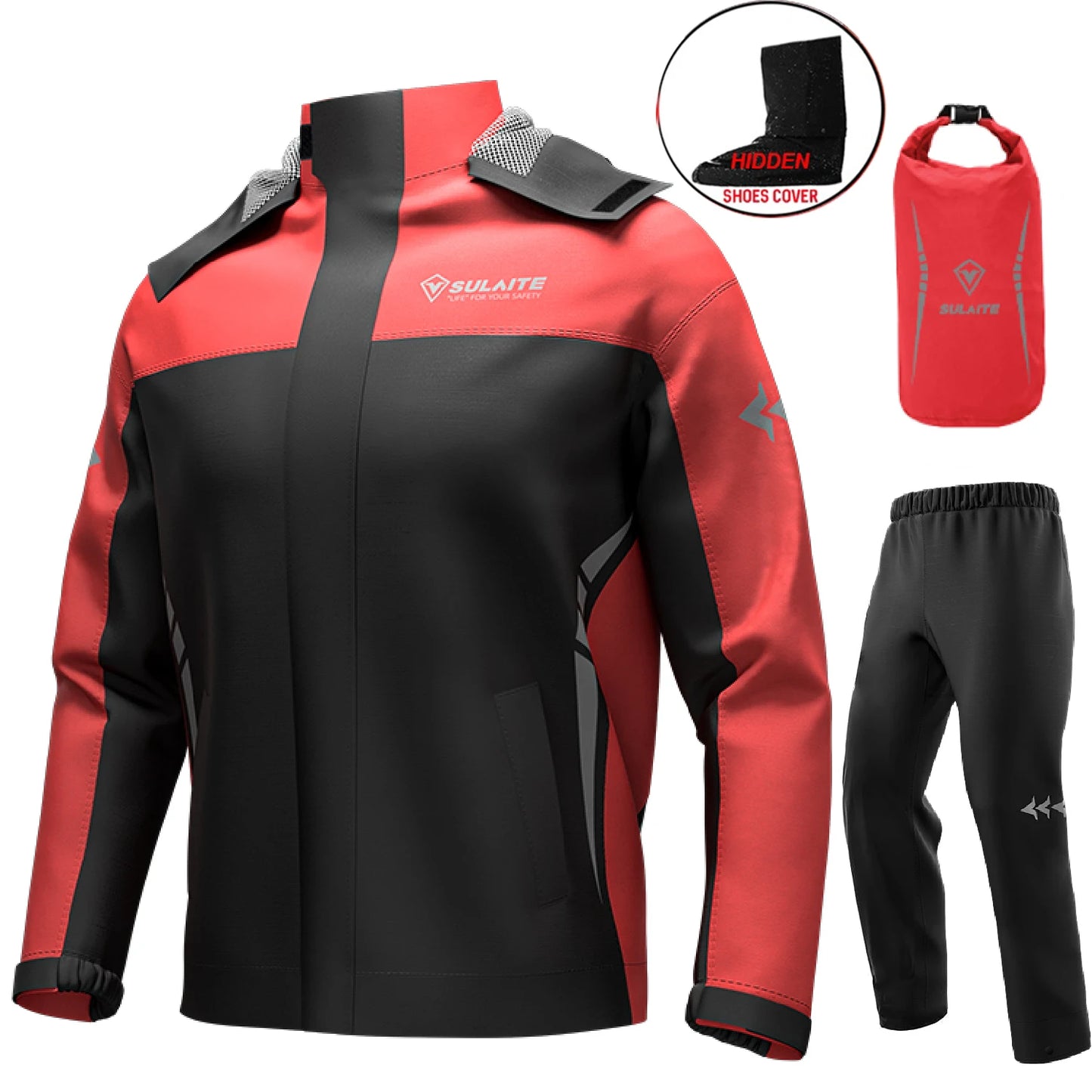 SULAITE Men's Waterproof Reflective Rain Suit – Jacket & Pants