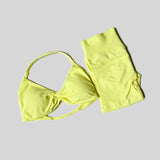 Impact Gym Set Women 2 Piece Sets Halter Neck Tank Tops High Waist Scrunch Seamless Shorts Sport Suit Sportswear Workout Set