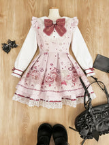 Y2k Japanese Kawaii Two-Piece Sets Long Sleeve Top + Short Skirt Sweet Women Casual Cute Print Bow Patchwork 2025 New Arrival