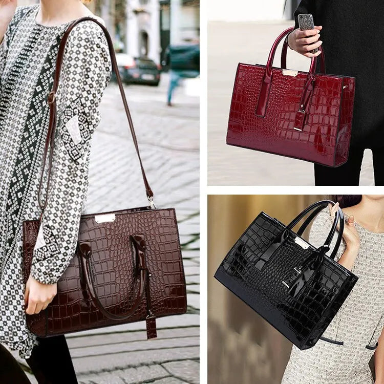 Luxury Vintage Crocodile Pattern Tote