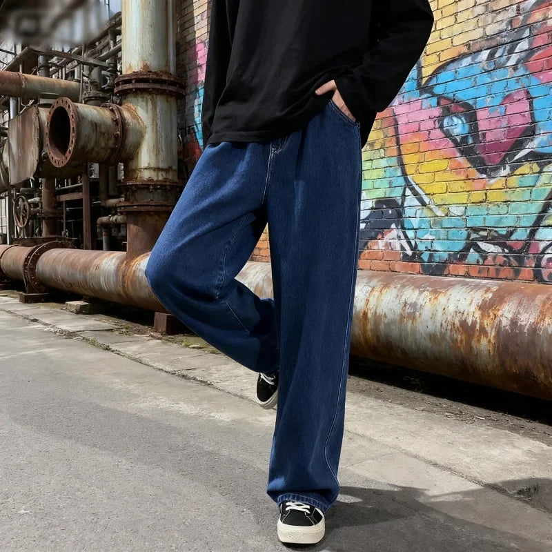 Men's Wide Leg Drawstring Jeans