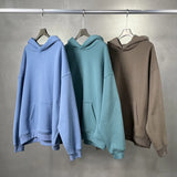 Cotton Baggy Fleece Hoodies for Men Solid Color Plush Pullovers Oversized Hooded Sweatshirt Autumn Winter Thick Clothes Unisex
