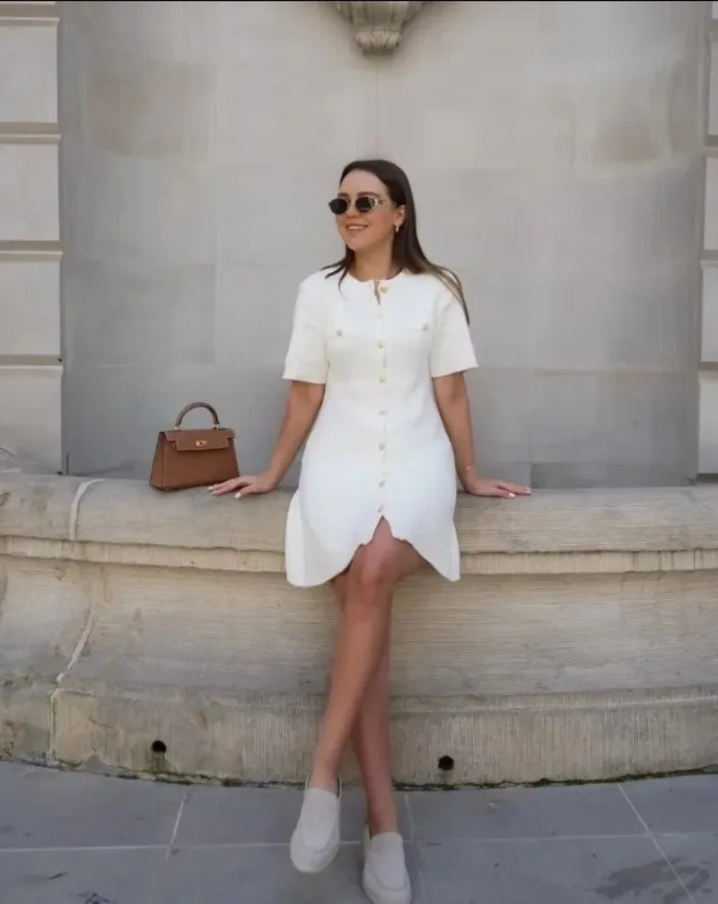 Elegant Ribbed Knit Mini Dress