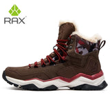 RAX Waterproof Hiking Shoes Men Winter Outdoor Sneakers for Men Snow Boots Plush Mountain Snowboots Outdoor Tourism Jogging Shoe