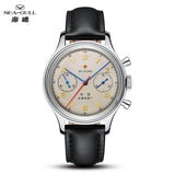 Seagull 1963 International Edition Men's Mechanical Watch Chronograph Pilot Manual Winding Watch ST1901 Black Leather Strap Hot