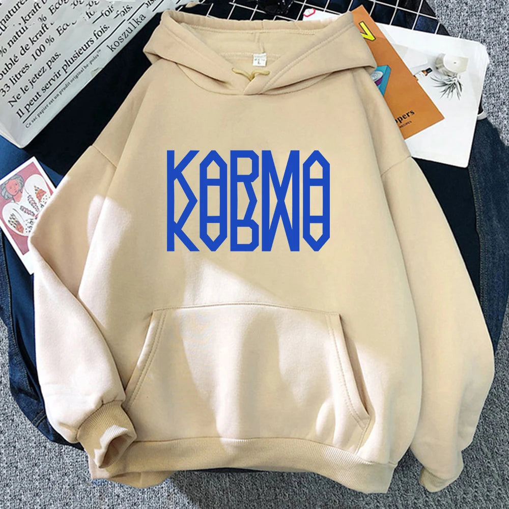 KARMA Vintage-Inspired Fleece Pullover Hoodie