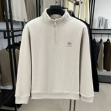 Autumn Men's Sweatwear Warm Pullover Solid Half Zipper Casual Long Sleeve Hoodie Thicken Half Turtleneck Sweatshirts Winter Tops