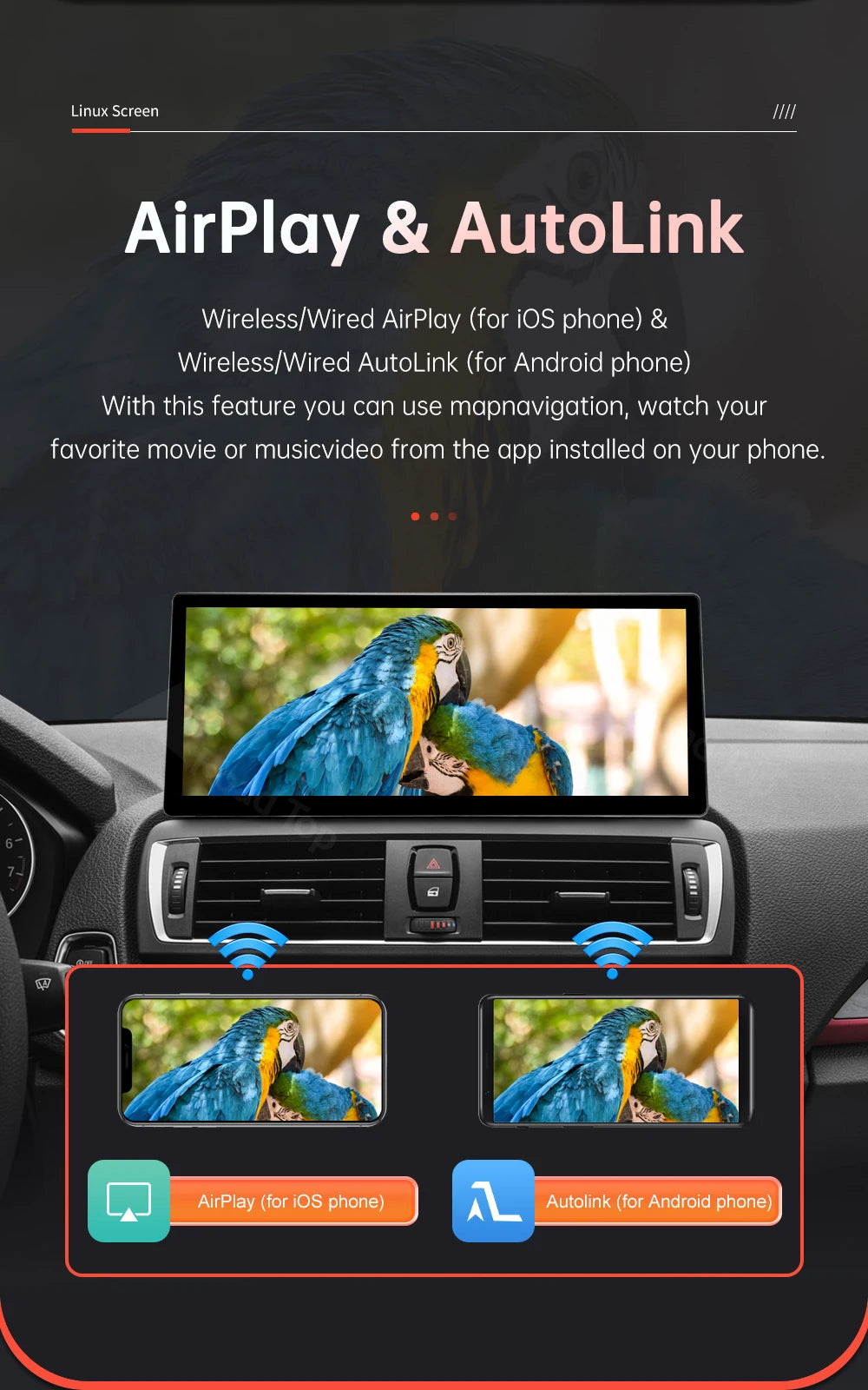12.3'' BMW F20/F21/F22/F23 Linux CarPlay & Android Auto Screen