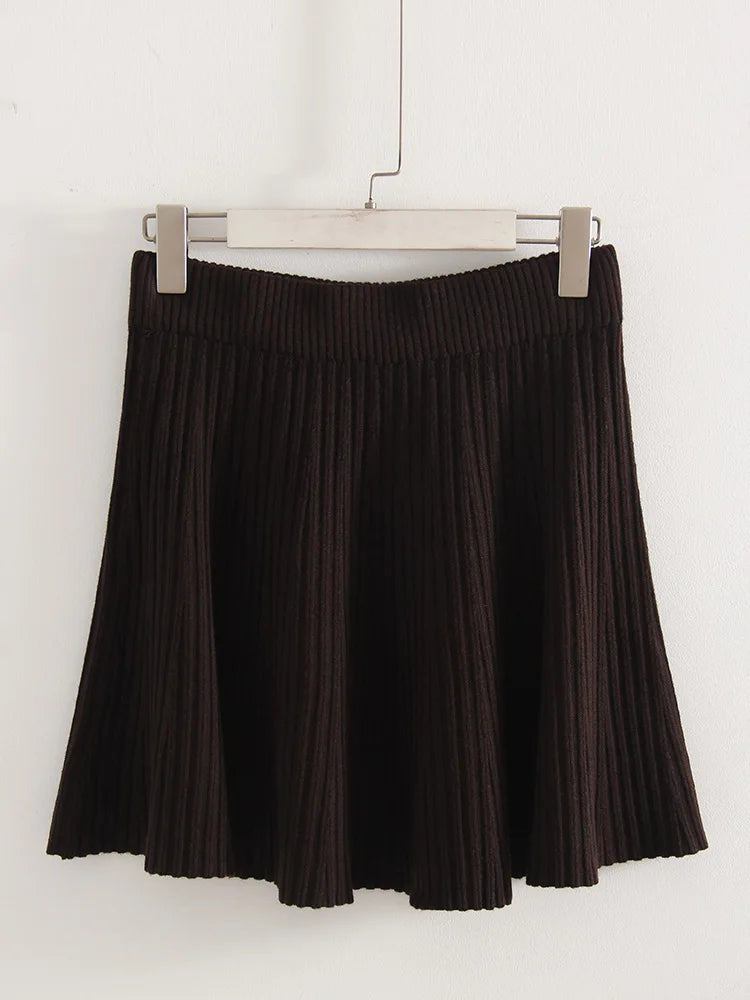 Elegant Knit Pleated Mini Skirt for Women
