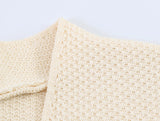 Summer minimalist style V-neck slim fit structured knit short sleeved knitted jacket with suspender short top and half skirt