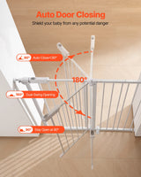 SucceBuy Baby Gate 28/30/36 Inches High Dog Gate Easy Step Walk Thru Child Pet Security Pressure Mount Kit Wall Cups Doorways