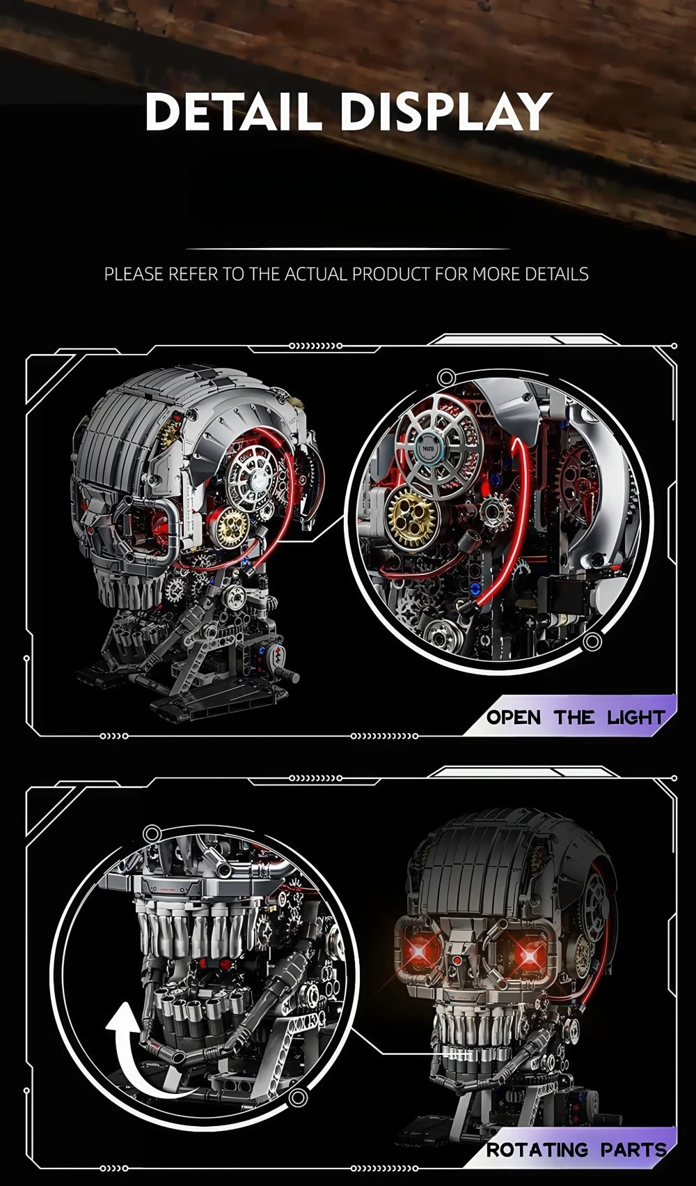NEW 1099pcs Technical Skull Robot Building Blocks , Gear Linkage ,  Power Motor ,  Desktop Decor Collectible Gift