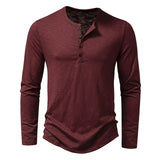 Men's Cotton Henley Long Sleeve Shirt