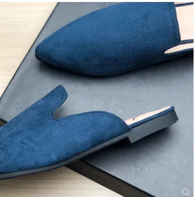 Female Simple Sewing Plain Shoes Outdoor Pointy Toe Slides Camel Blue Soft Sole Wide Fitting 48-33 2022 New Arrivals De Mujer