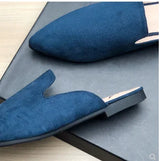Female Simple Sewing Plain Shoes Outdoor Pointy Toe Slides Camel Blue Soft Sole Wide Fitting 48-33 2022 New Arrivals De Mujer
