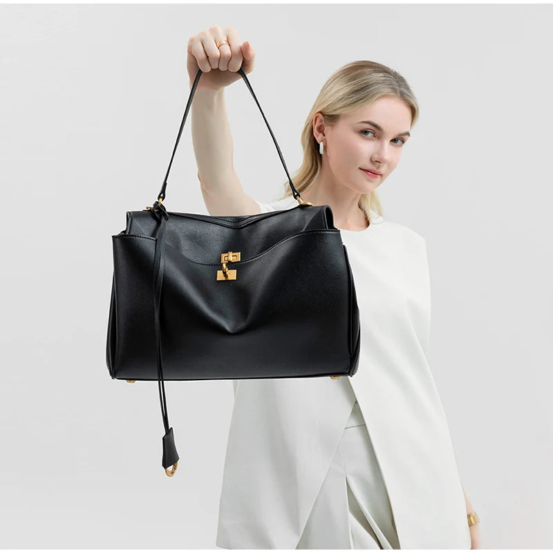 Minimalist Luxury Korean Soft Leather Flap Bag Women Detachable Crossbody Strap Large Capacity Office Daily Commuter Hand Purse