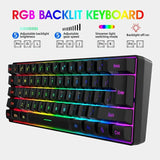 60% wired gaming keyboard, RGB backlight ultra compact mini keyboard, waterproof small compact 61 key keyboard for pc/Mac gamers