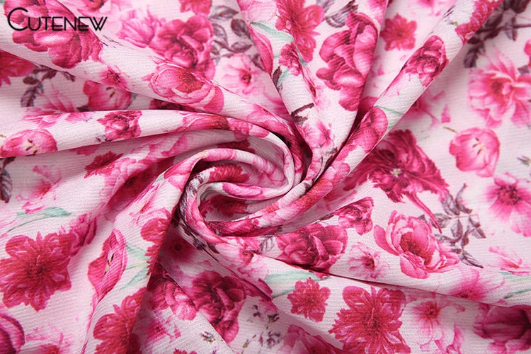 Floral One-Shoulder Ruffle Midi Dress