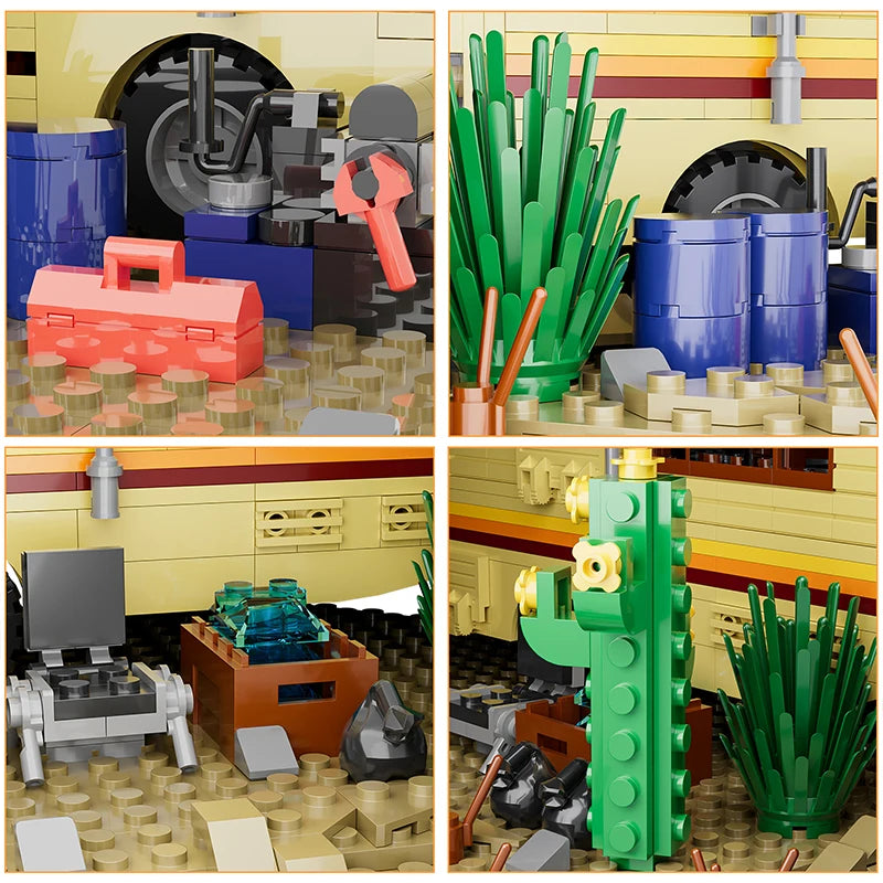 Technical Breaking Bad RV Adventure Camper Bus Car Model Building Blocks Fit Car Vehicle Assemble Bricks Toys For Avid Fans