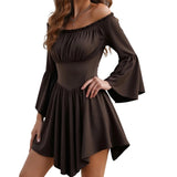 Elegant Off-Shoulder Velvet Midi Dress