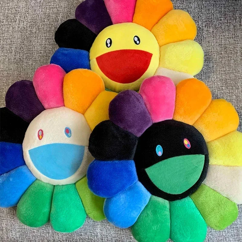 Rainbow Daisy Children's Plush Pillow, Japanese, Sunflower, Floor Game Mat Seat Pillow Sofa House Car Decoration Plush Pillow