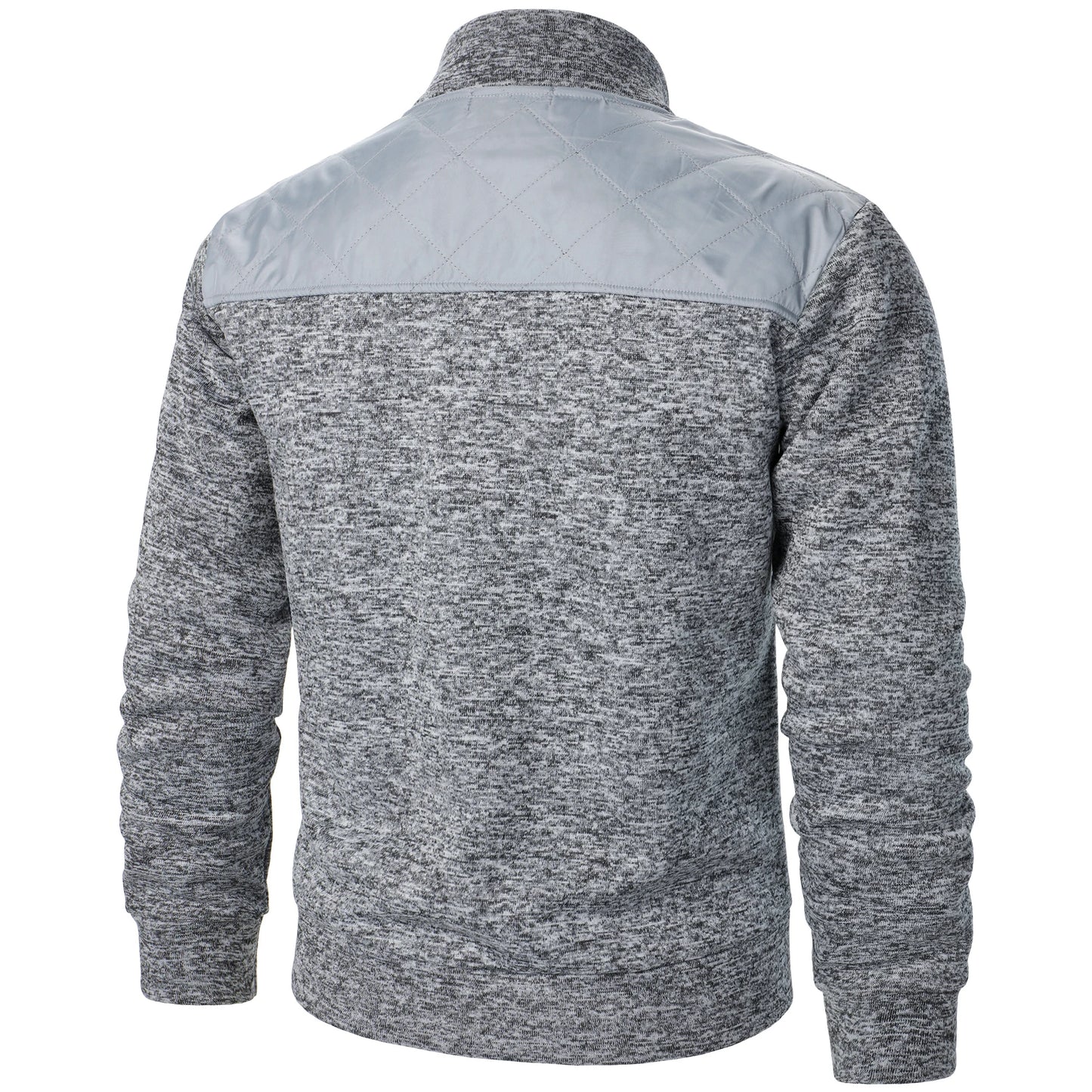 Men's Autumn/Winter Zip-Up Knit Jacket – Striped Check Stand Collar Sweater Coat