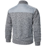 Men's Autumn/Winter Zip-Up Knit Jacket – Striped Check Stand Collar Sweater Coat