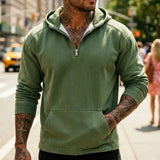 Spring/Autumn Men's Hoodie Denim Streetstyle Zip-Up | Short-Sleeved Sweatshirt | New Casual & Versatile Casualwear Top for Man